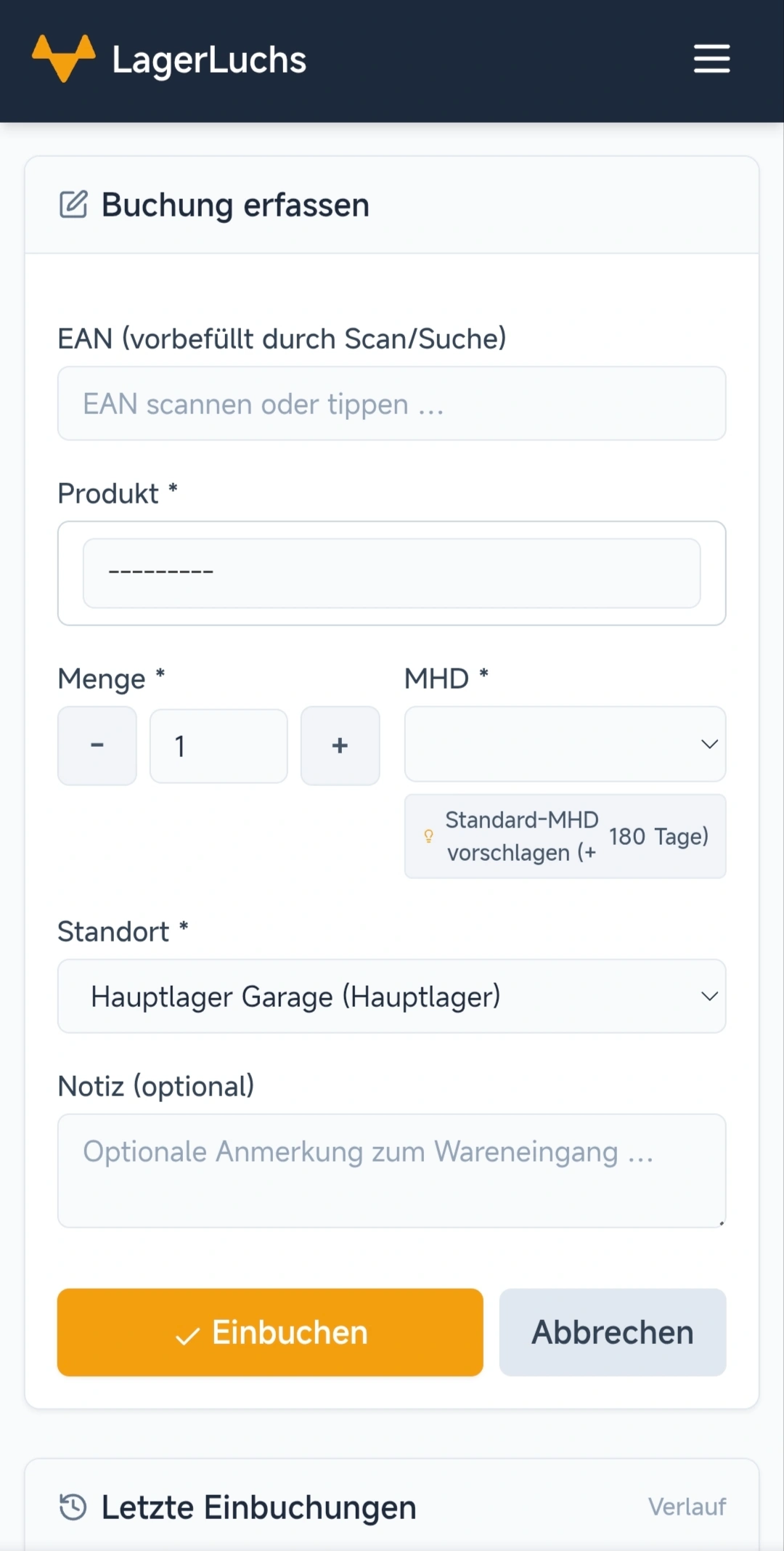 Scan erfassen & einbuchen